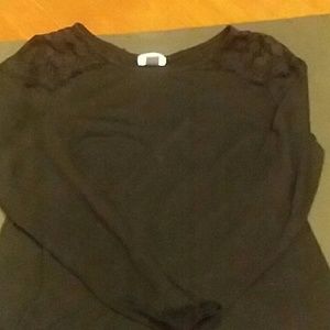Black Long Sleeved Shirt with Lace detailing